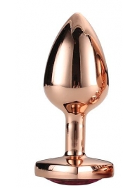 Золотистая анальная втулка с кристаллом-сердечком розового цвета - 7,1 см. - Dream Toys - купить с доставкой в Батайске