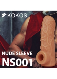 Телесная открытая насадка-реалистик с подхватом мошонки Nude Sleeve M - 12 см. - KOKOS - в Батайске купить с доставкой