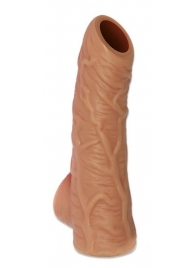 Телесная открытая насадка-реалистик с подхватом мошонки Nude Sleeve L - 14 см. - KOKOS - в Батайске купить с доставкой