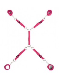 Ярко-розовый набор фиксаций на кровати Classic Bed Spreader - Lux Fetish - купить с доставкой в Батайске