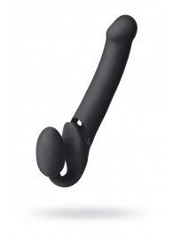 Черный безремневой вибрострапон Vibrating Bendable Strap-On L - Strap-on-me - купить с доставкой в Батайске
