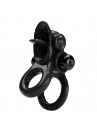 Черное эрекционное кольцо с подхватом мошонки и стимулятором клитора Passionate Ring - Baile - в Батайске купить с доставкой
