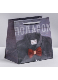 Ламинированный квадратный пакет «Мужской стиль» - 14 х 14 х 9 см. - Сима-Ленд - купить с доставкой в Батайске