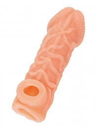 Телесная закрытая насадка с венками Cock Sleeve Size S - 13,8 см. - KOKOS - в Батайске купить с доставкой