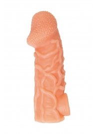 Телесная закрытая насадка с венками Cock Sleeve Size L - 17,6 см. - KOKOS - в Батайске купить с доставкой