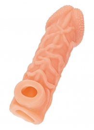Телесная закрытая насадка с венками Cock Sleeve Size L - 17,6 см. - KOKOS - в Батайске купить с доставкой