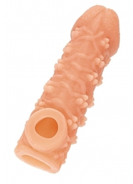 Телесная закрытая насадка с пучками шишечек Cock Sleeve Size L - 17,6 см. - KOKOS - в Батайске купить с доставкой