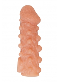 Телесная закрытая насадка с шариками Cock Sleeve Size M - 15,6 см. - KOKOS - в Батайске купить с доставкой