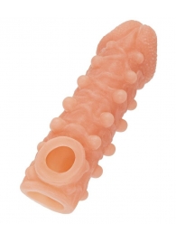 Телесная закрытая насадка с шариками Cock Sleeve Size M - 15,6 см. - KOKOS - в Батайске купить с доставкой