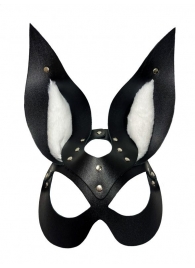 Черная маска зайки с белым мехом на ушках Miss Bunny - БДСМ Арсенал - купить с доставкой в Батайске