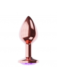 Пробка цвета розового золота с фиолетовым кристаллом Diamond Amethyst Shine L - 8,3 см. - Lola Games - купить с доставкой в Батайске