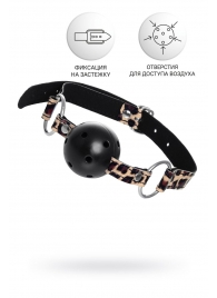 Черный кляп-шар на леопардовых ремешках Anonymo - ToyFa - купить с доставкой в Батайске