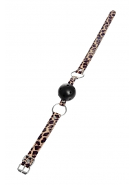 Черный кляп-шар на леопардовых ремешках Anonymo - ToyFa - купить с доставкой в Батайске