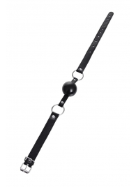 Черный кляп-шар на кожаных ремешках Anonymo - ToyFa - купить с доставкой в Батайске