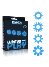 Набор из 4 голубых, светящихся в темноте эрекционных колец Lumino Play - Lovetoy - в Батайске купить с доставкой