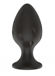 Черная малая силиконовая анальная пробка с рельефом в виде углублений - Свободный ассортимент