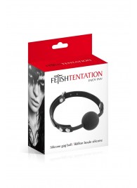 Черный силиконовый кляп-шарик на ремешках - Fetish Tentation - купить с доставкой в Батайске