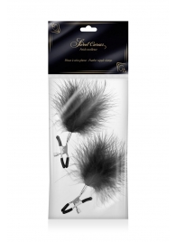 Зажимы на соски с черными пуховыми кисточками Sweet Caress Feather Nipple Clumps - Sweet Caress - купить с доставкой в Батайске
