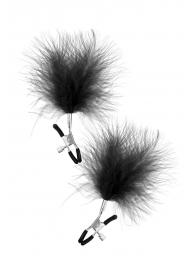 Зажимы на соски с черными пуховыми кисточками Sweet Caress Feather Nipple Clumps - Sweet Caress - купить с доставкой в Батайске
