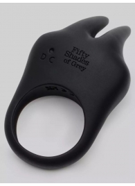 Черное эрекционное виброкольцо Sensation Rechargeable Vibrating Rabbit Love Ring - Fifty Shades of Grey - в Батайске купить с доставкой