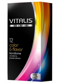 Цветные ароматизированные презервативы VITALIS PREMIUM color   flavor - 12 шт. - Vitalis - купить с доставкой в Батайске