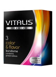 Цветные ароматизированные презервативы VITALIS PREMIUM color   flavor - 3 шт. - Vitalis - купить с доставкой в Батайске