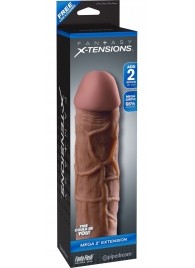 Коричневая насадка Mega 2  Extension - 20,3 см. - Pipedream - в Батайске купить с доставкой