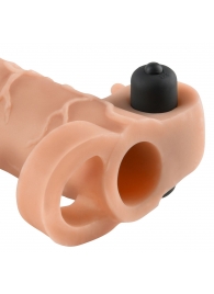 Телесная вибронасадка с кольцом Vibrating Real Feel 2 Extension - 16 см. - Pipedream - в Батайске купить с доставкой