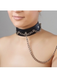 Чёрный ошейник из натуральной кожи - Sitabella - купить с доставкой в Батайске