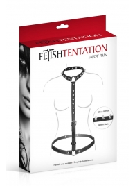Черная упряжь на тело с шипами на ошейнике - Fetish Tentation - купить с доставкой в Батайске