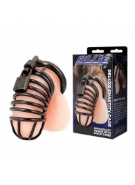 Черная металлическая клетка с замком Deluxe Chastity Cage - BlueLine - купить с доставкой в Батайске