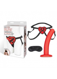 Красный поясной фаллоимитатор Red Heart Strap on Harness   5in Dildo Set - 12,25 см. - Lux Fetish - купить с доставкой в Батайске