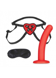 Красный поясной фаллоимитатор Red Heart Strap on Harness   5in Dildo Set - 12,25 см. - Lux Fetish - купить с доставкой в Батайске