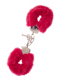 Металлические наручники с красной меховой опушкой METAL HANDCUFF WITH PLUSH RED - Dream Toys - купить с доставкой в Батайске