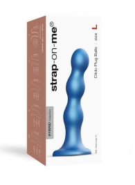 Голубая насадка Strap-On-Me Dildo Plug Balls size L - Strap-on-me - купить с доставкой в Батайске