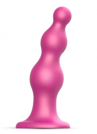 Розовая насадка Strap-On-Me Dildo Plug Beads size L - Strap-on-me - купить с доставкой в Батайске