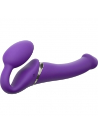 Фиолетовый безремневой вибрострапон Vibrating Bendable Strap-On - size L - Strap-on-me - купить с доставкой в Батайске