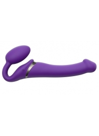Фиолетовый безремневой вибрострапон Vibrating Bendable Strap-On - size L - Strap-on-me - купить с доставкой в Батайске