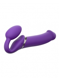 Фиолетовый безремневой вибрострапон Silicone Bendable Strap-On - size XL - Strap-on-me - купить с доставкой в Батайске