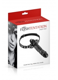 Черный кляп-фаллоимитатор Double Penis Gag - Fetish Tentation - купить с доставкой в Батайске