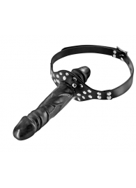 Черный кляп-фаллоимитатор Double Penis Gag - Fetish Tentation - купить с доставкой в Батайске