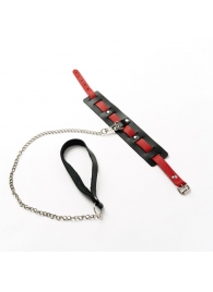 Черный ошейник с красным ремешком и поводком - Crazy Handmade - купить с доставкой в Батайске