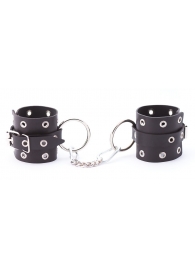 Черные кожаные наручники с люверсами - Crazy Handmade - купить с доставкой в Батайске