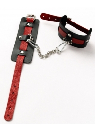 Черные оковы с красным декором и заклепками - Crazy Handmade - купить с доставкой в Батайске