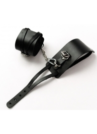 Черные кожаные оковы с креплением в виде веревочек - Crazy Handmade - купить с доставкой в Батайске