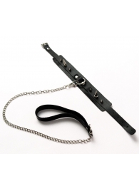 Черный ошейник с шипами и поводком - Crazy Handmade - купить с доставкой в Батайске