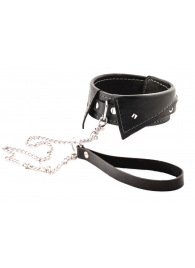 Черный ошейник-воротничок с металлическим поводком - Crazy Handmade - купить с доставкой в Батайске