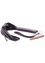 Черная кожаная плеть с удобной ручкой - 50 см. - Crazy Handmade - купить с доставкой в Батайске