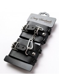 Черные кожаные наручники с ремешками - Crazy Handmade - купить с доставкой в Батайске