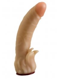 Телесная гелевая насадка-фаллос с клиторальными лепестками - 18,5 см. - LOVETOY (А-Полимер) - купить с доставкой в Батайске